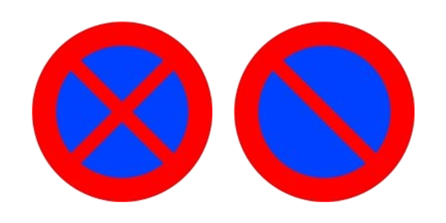 Las señales de parada y estacionamiento prohibido y de estacionamiento prohibido, una junto a otra