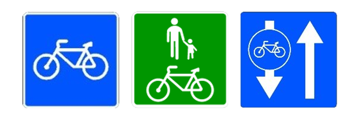 Las señales de vía reservada para ciclos, de senda ciclopeatonal y de carril bici en sentido opuesto