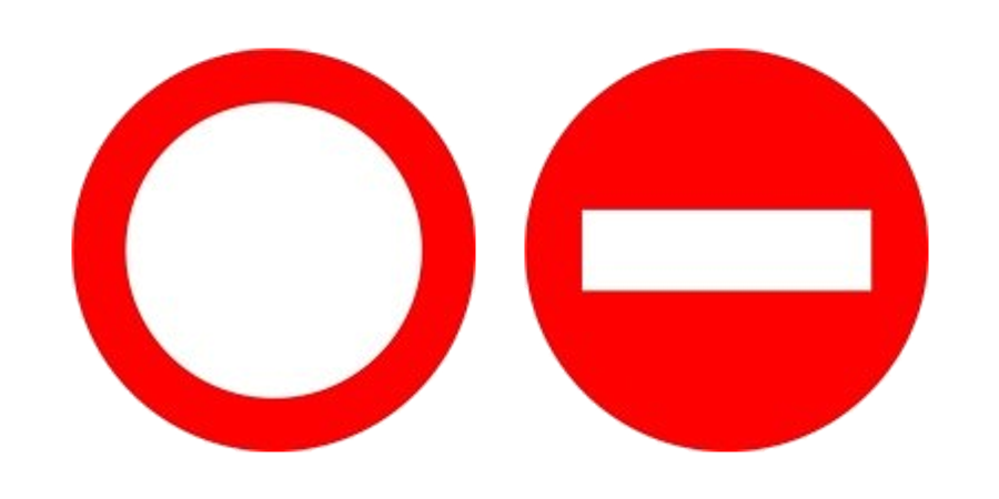 Las señales de circulación prohibida y de entrada prohibida, una junto a otra