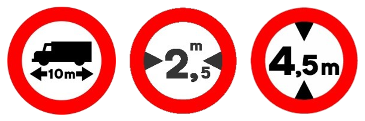 Las señales de limitación de longitud, de anchura y de altura
