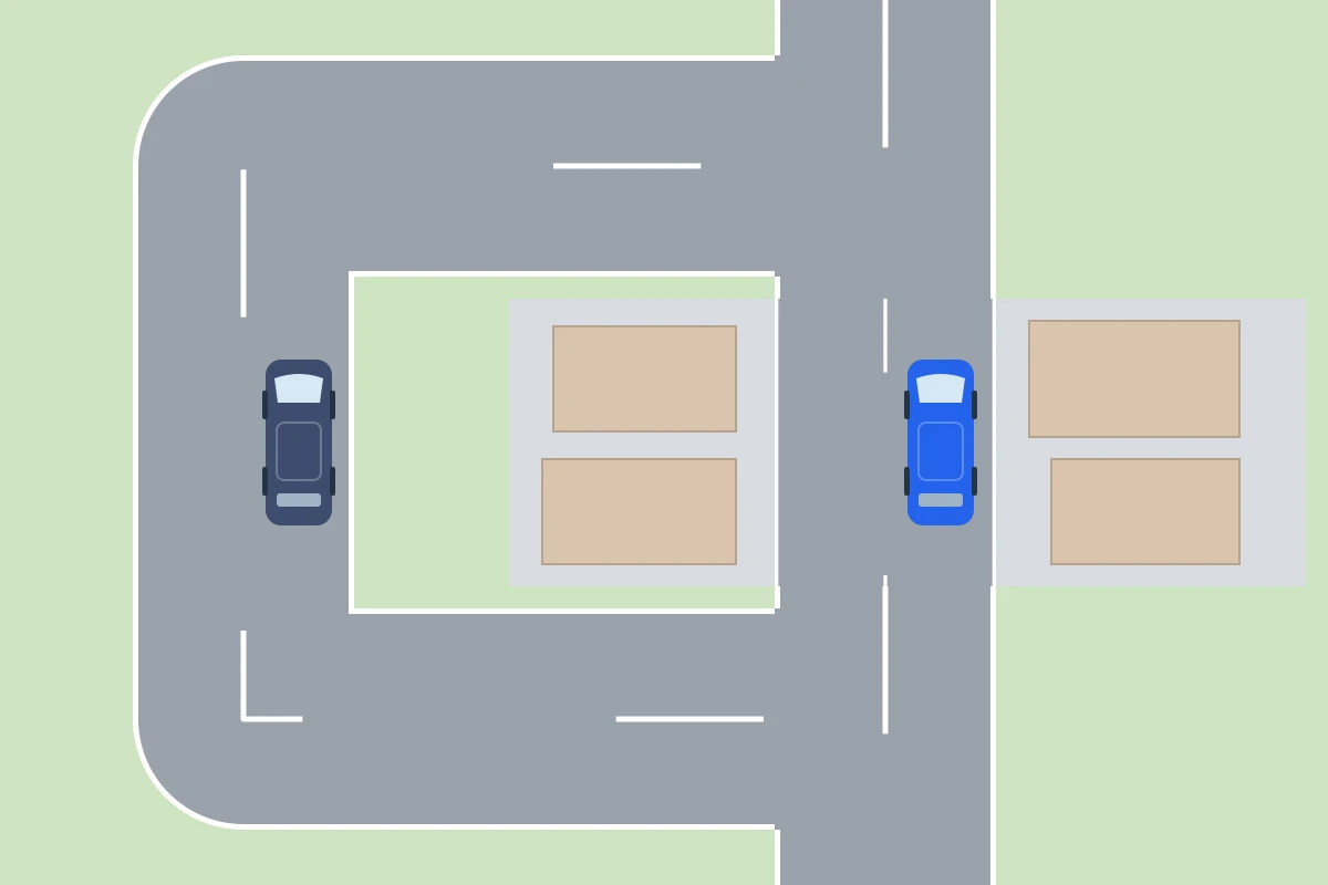 Con una variante accesible desde la carretera, el tramo entre las casas es una vía urbana.