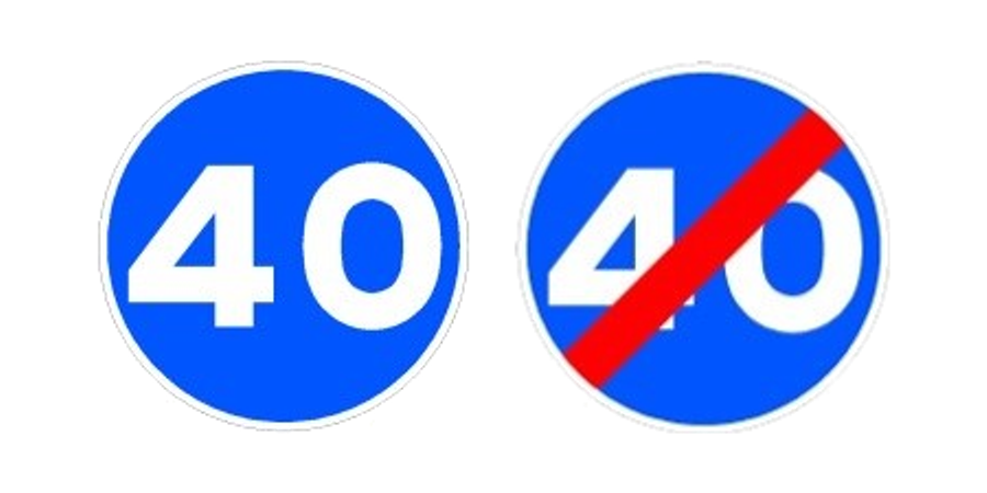 Velocidad mínima y fin de velocidad mínima, de izquierda a derecha.