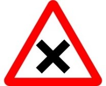 Señal: Intersección con prioridad de la derecha (señal de peligro): peligro por la proximidad de una intersección en la que rige la regla general de prioridad de paso