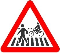 Señal: Pasos para peatones y ciclistas: peligro por la proximidad de un paso para peatones adosado o compartido con un paso para ciclistas