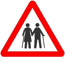 Señal: Personas con dificultades motrices: peligro por la proximidad de un lugar frecuentado por personas con dificultades motrices o sensoriales