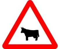 Señal: Paso de animales domésticos o ganado: lugar donde frecuentemente la vía puede ser atravesada por animales domésticos o ganado