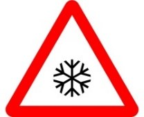 Señal: Presencia de hielo o nieve: tramo en el que frecuentemente, durante la época invernal, hay presencia de hielo o nieve
