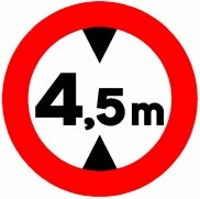 Señal: Limitación de altura: prohibición de paso a los vehículos cuya altura máxima, incluida la carga, supere la indicada