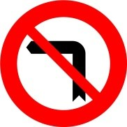 Señal: Giro a la izquierda prohibido: incluye también la prohibición del cambio de sentido de marcha