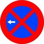Señal: Parada y estacionamiento prohibido hacia el lado indicado por la flecha: entre la señal y la intersección o la señal de flecha contraria más próximas en ese sentido