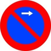 Señal: Estacionamiento prohibido hacia el lado indicado por la flecha: entre la señal y la intersección o la señal de flecha contraria más próximas en ese sentido; no prohíbe la parada