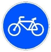 Señal: Vía reservada y obligatoria para ciclos: obligación para los conductores de ciclos de circular por la vía a cuya entrada está situada y prohibición a los demás usuarios de utilizarla