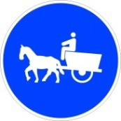 Señal: Camino obligatorio para vehículos de tracción animal: obligación para los conductores de vehículos de tracción animal de utilizar el camino a cuya entrada esté situada