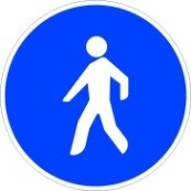 Señal: Camino reservado y obligatorio para peatones: obligación para los peatones de transitar por el camino a cuya entrada esté situada y prohibición a los demás usuarios de la vía de utilizarlo