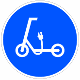 Señal: Vía reservada y obligatoria para vehículos de movilidad personal: obligación para los conductores de vehículos de movilidad personal de circular por la vía a cuya entrada esté situada y prohibición a los demás usuarios de la vía de utilizarla