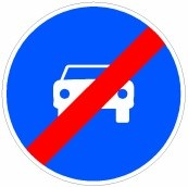 Señal: Fin de calzada obligatoria para automóviles, excepto motocicletas de dos ruedas: lugar desde donde deja de ser aplicable una señal anterior de calzada obligatoria para automóviles, excepto motocicletas de dos ruedas y vehículos de tres ruedas asimilados a motocicletas