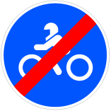 Señal: Fin de calzada obligatoria para motocicletas de dos ruedas: lugar desde donde deja de ser aplicable una señal anterior de calzada obligatoria para motocicletas de dos ruedas y vehículos de tres ruedas asimilados a motocicletas