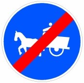 Señal: Fin de camino obligatorio para vehículos de tracción animal: lugar desde donde deja de ser aplicable una señal anterior de camino obligatorio para vehículos de tracción animal