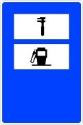 Señal: Taller de reparación y surtidor de carburante: situación de una instalación con taller de reparación y surtidor de carburante