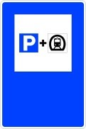 Señal: Estacionamiento para usuarios del metro: zona de estacionamiento conectada con una estación de metro, sobre todo para quienes hacen una parte del viaje en vehículo privado y otra en metro
