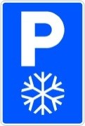 Señal: Estacionamiento de emergencia por nevadas: situación de un estacionamiento de emergencia por nevadas y, excepcionalmente, para incidencias