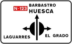 Señal: Preseñalización de glorieta partida desde la calzada principal