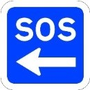 Señal: Auxilio en carretera: situación del poste o puesto de socorro más próximo desde el que se puede solicitar auxilio en caso de accidente o avería