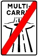 Señal: Fin de carretera multicarril: final de una carretera multicarril