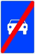 Señal: Fin de vía reservada para automóviles