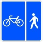 Señal: Vía reservada para ciclos y peatones con espacio de circulación diferenciado entre ellos: vía destinada a la circulación de ciclos y peatones con espacio diferenciado entre ambos; el diseño de la señal puede adaptarse a la situación real de los espacios