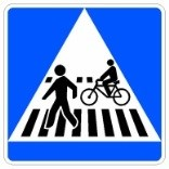 Señal: Situación de un paso para peatones y ciclistas: paso para peatones adosado o compartido con un paso para ciclistas